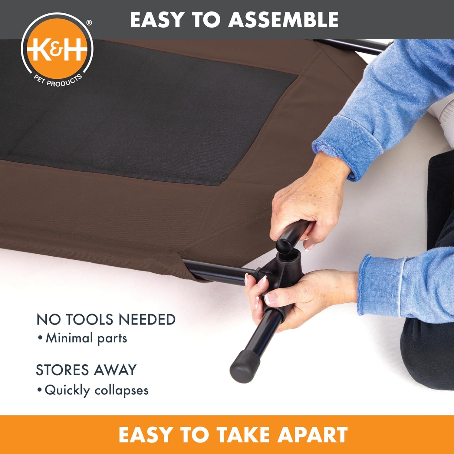 K&H Outdoor Elevated Dog Bed, Cooling Raised Dog Bed, Chocolate, XL 50X32In | Pe