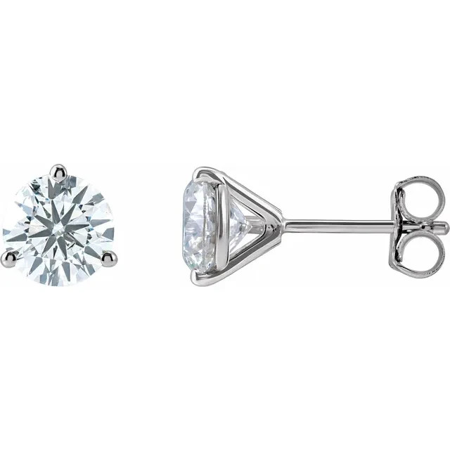 2 CT TW Lab Created Diamond 14kt White Gold Stud Earrings F+ VS+ 3 Prong