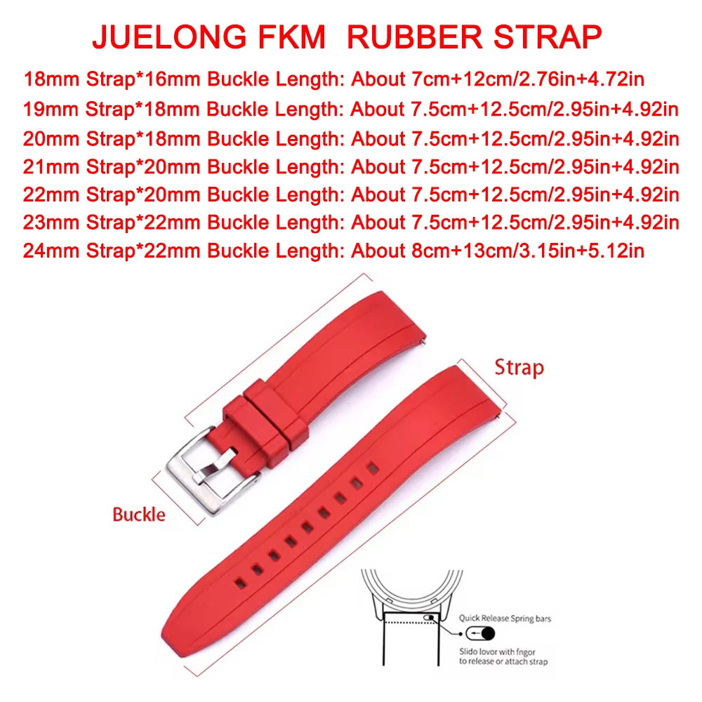 Quick Release FKM Rubber Watch Band 18 19 20 21 22 23 24mm Silicone Watch Strap