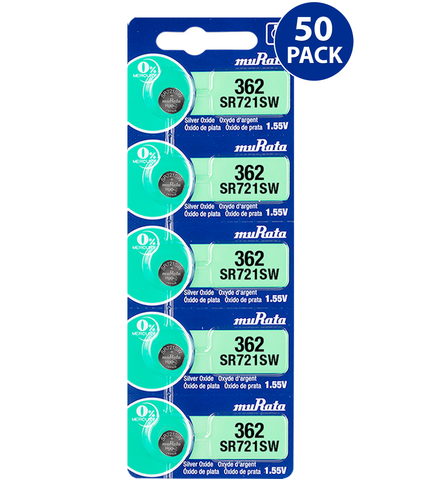 Murata 362 (SR721SW) Silver Oxide Watch Battery (50 Count) – Replaces Sony 362