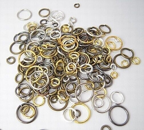 50 grams 400+ Open JUMP RING MIX~ Steel, Assorted Colors + Sizes 4mm -to10mm