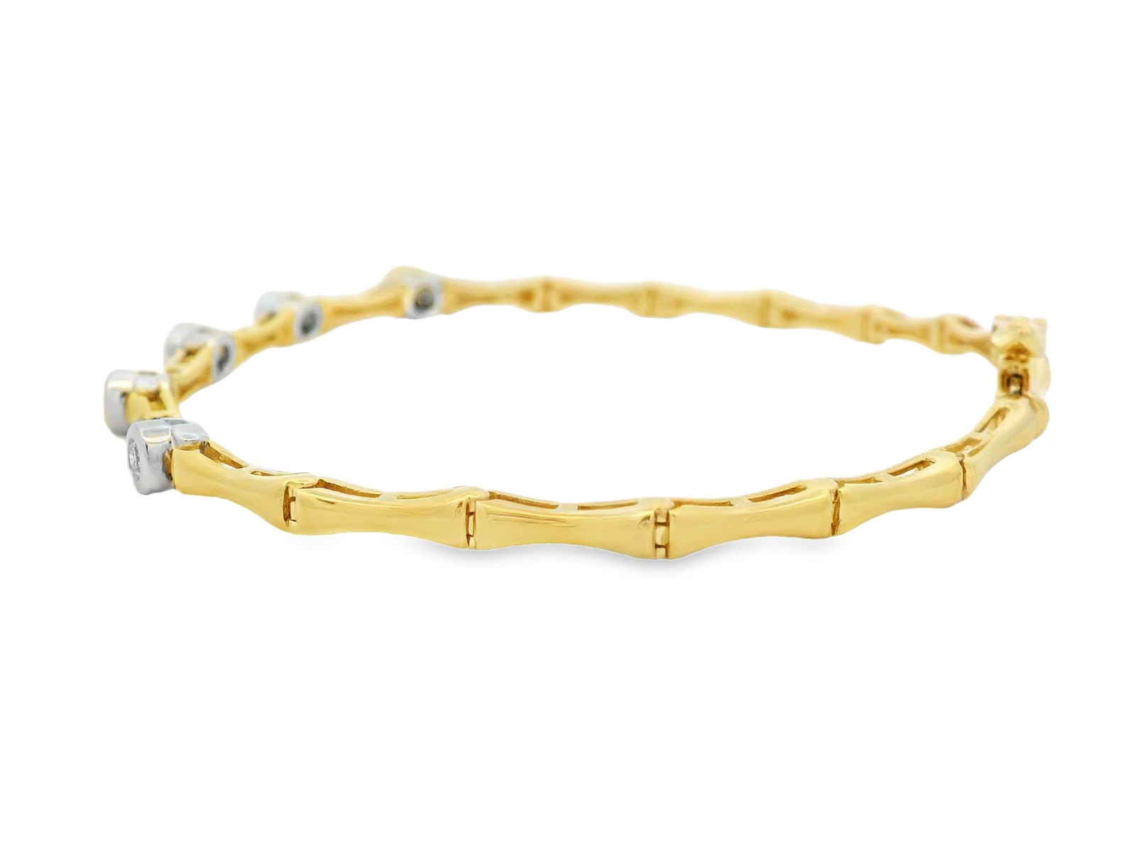 0.25ct Natural 5-Diamond Bezel Bracelet, 14k Multi-Tone Gold, 7″