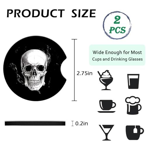 2 Pack Bless Car Coasters for Cup Holder,Neoprene Anti Slip Mat | 2PCS Rose