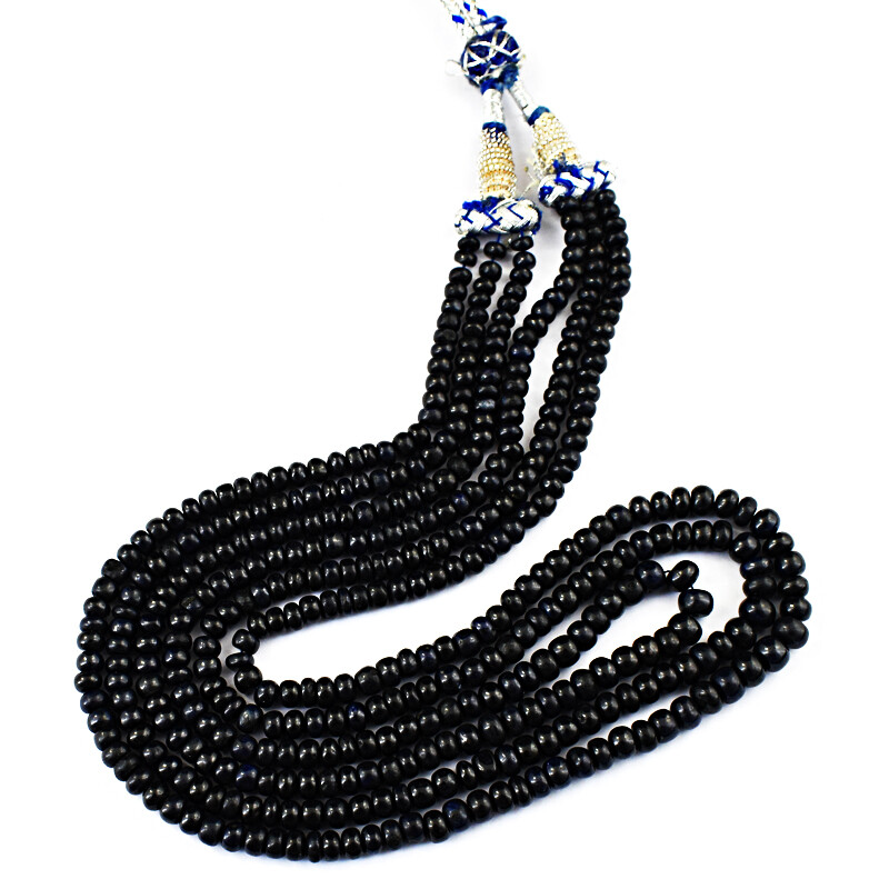 395.00 Cts Earth Mined 3 Strand Sapphire Round Shape Beads Necklace NK-20E262