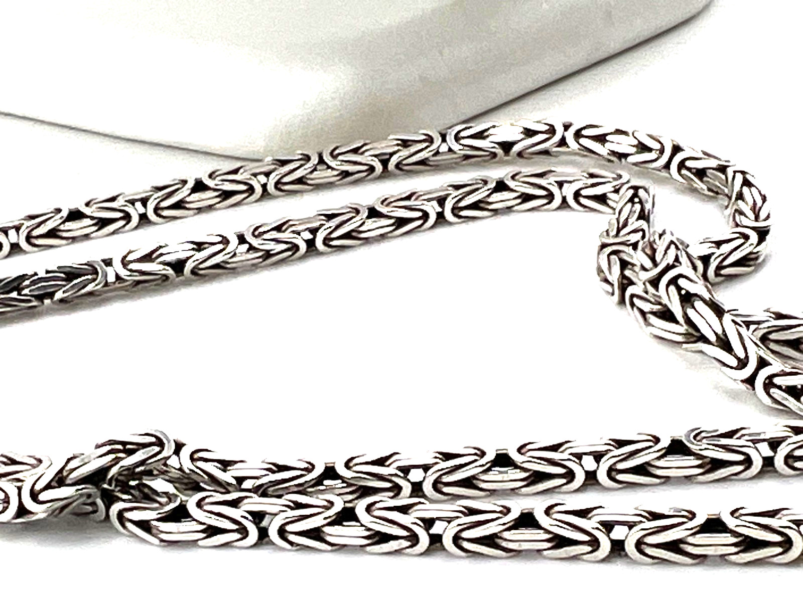 Byzantine chain necklace 925 Sterling silver square chain 24″ long solid 32.9g