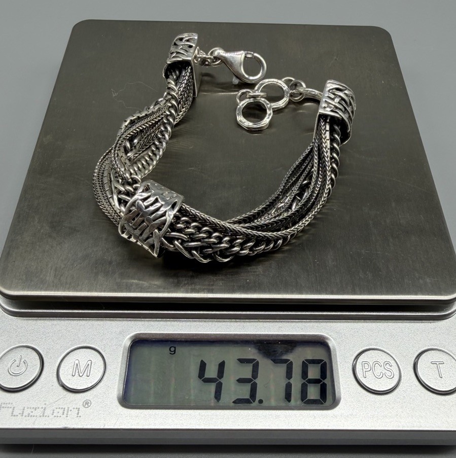 Silpada B1702 Talk of the Town Multi Strand Sterling Silver Bracelet Retired 8”
