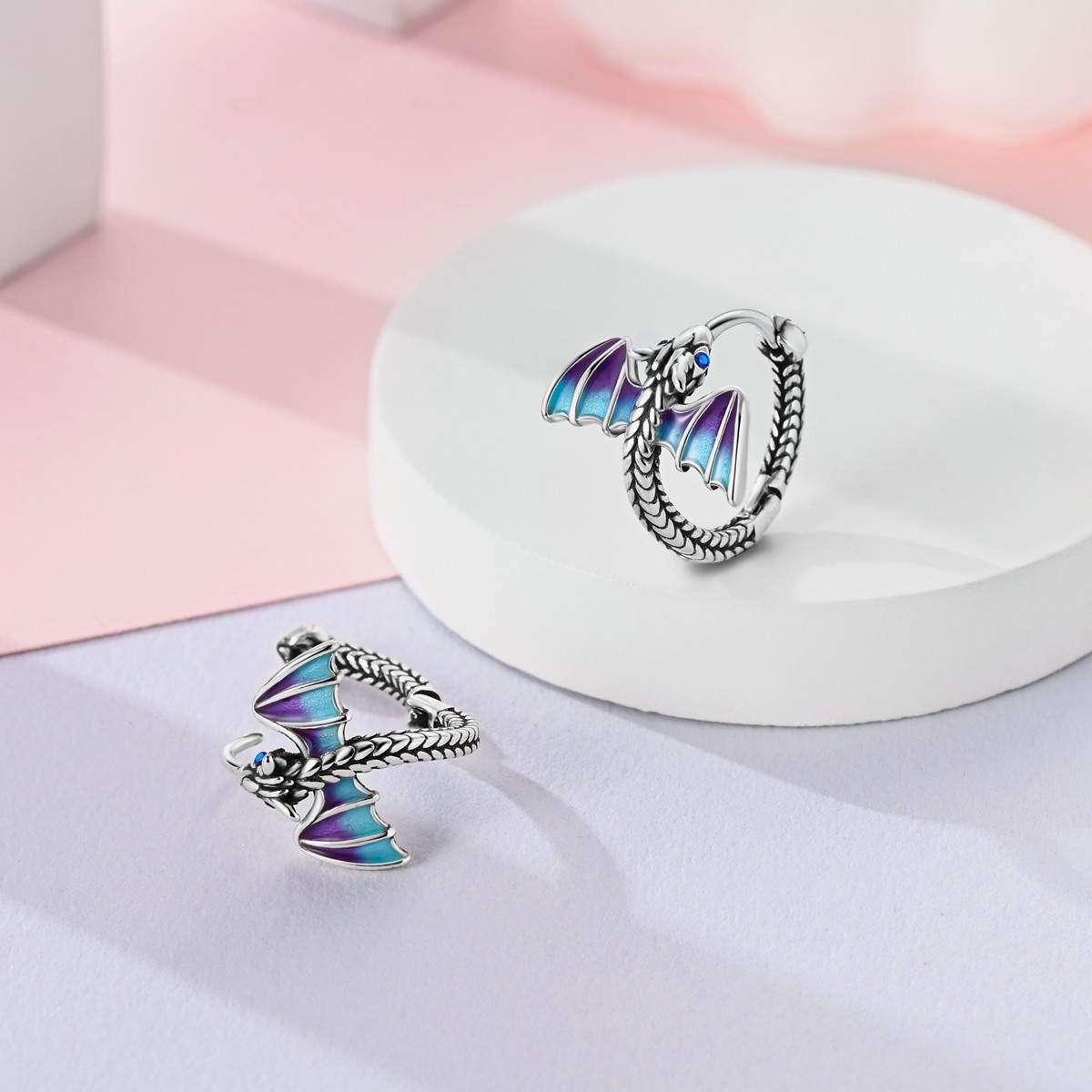LAZA 2026 European Women 925 Sterling Silver Hoop Earrings Enamel Dragon Jewelry
