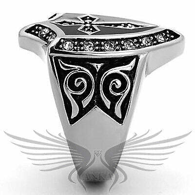 Men’S Stainless Steel Top Grade Crystal Cross Ring 8 9 10 11 12 13 Tk1349