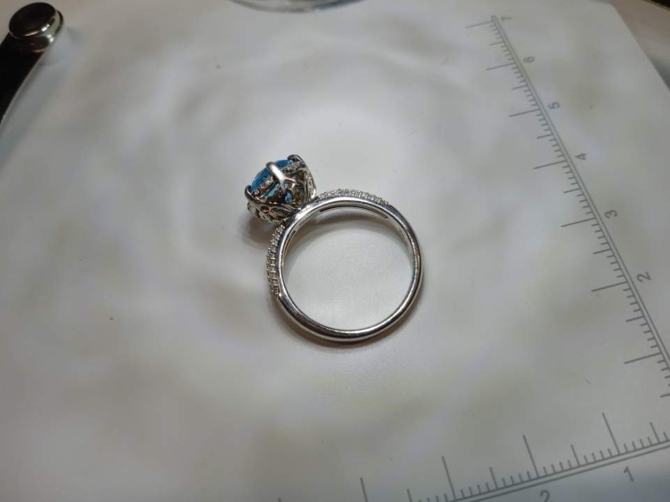 Zales Enchanted Disney Aladsin 10mm Swiss Blue Topaz 1/3 CT Diamond 10k And 925