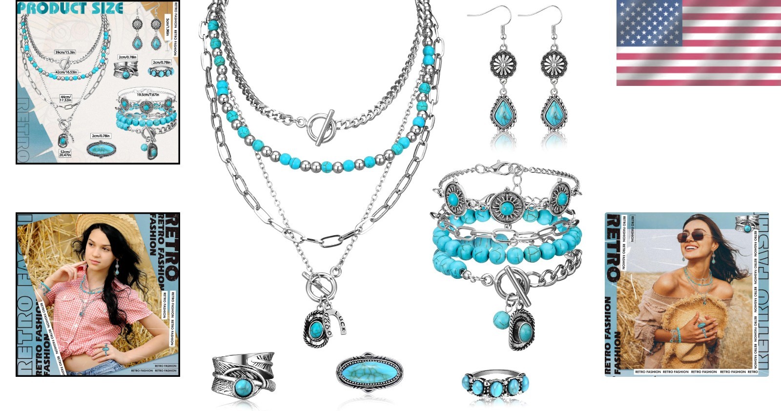 Elegant 6-Piece Turquoise Jewelry Set for Women: Perfect Gift for Any Occasion