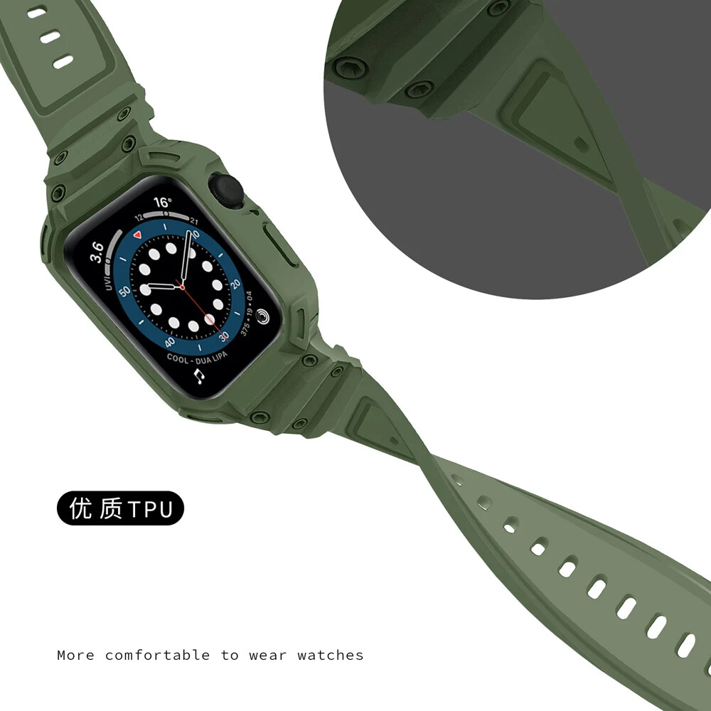 Protect TPU Rubber Case for Apple Watch Strap Series 10 42 46mm Watch Band Cover