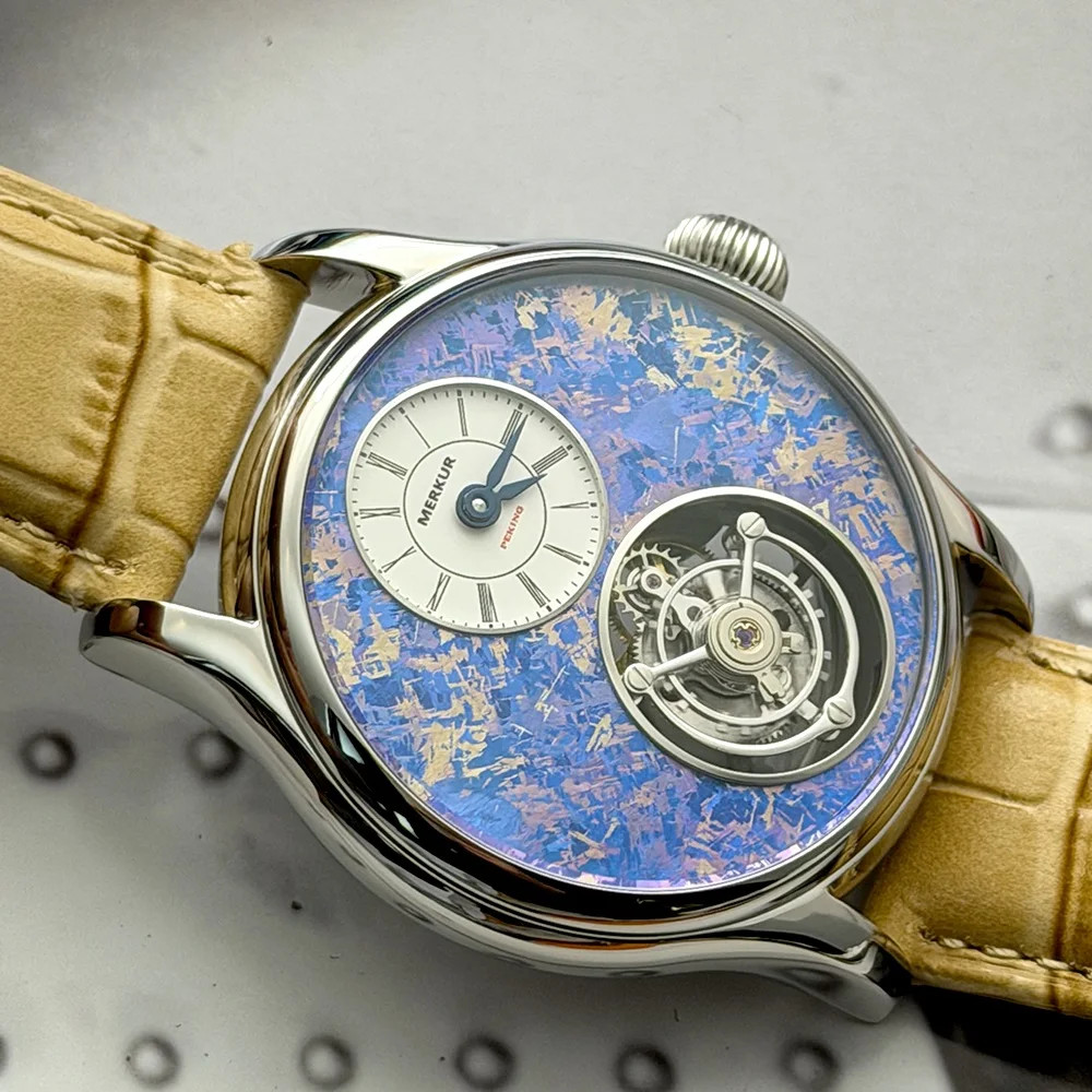 Merkur Tourbillon Watch Sapphire Luxury Mechanical Wristwatch Waterproof 42mm Me