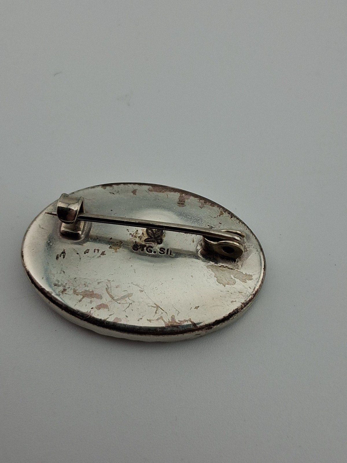 Vintage New Zealand Paua Abalone Shell Sterling Silver Pin