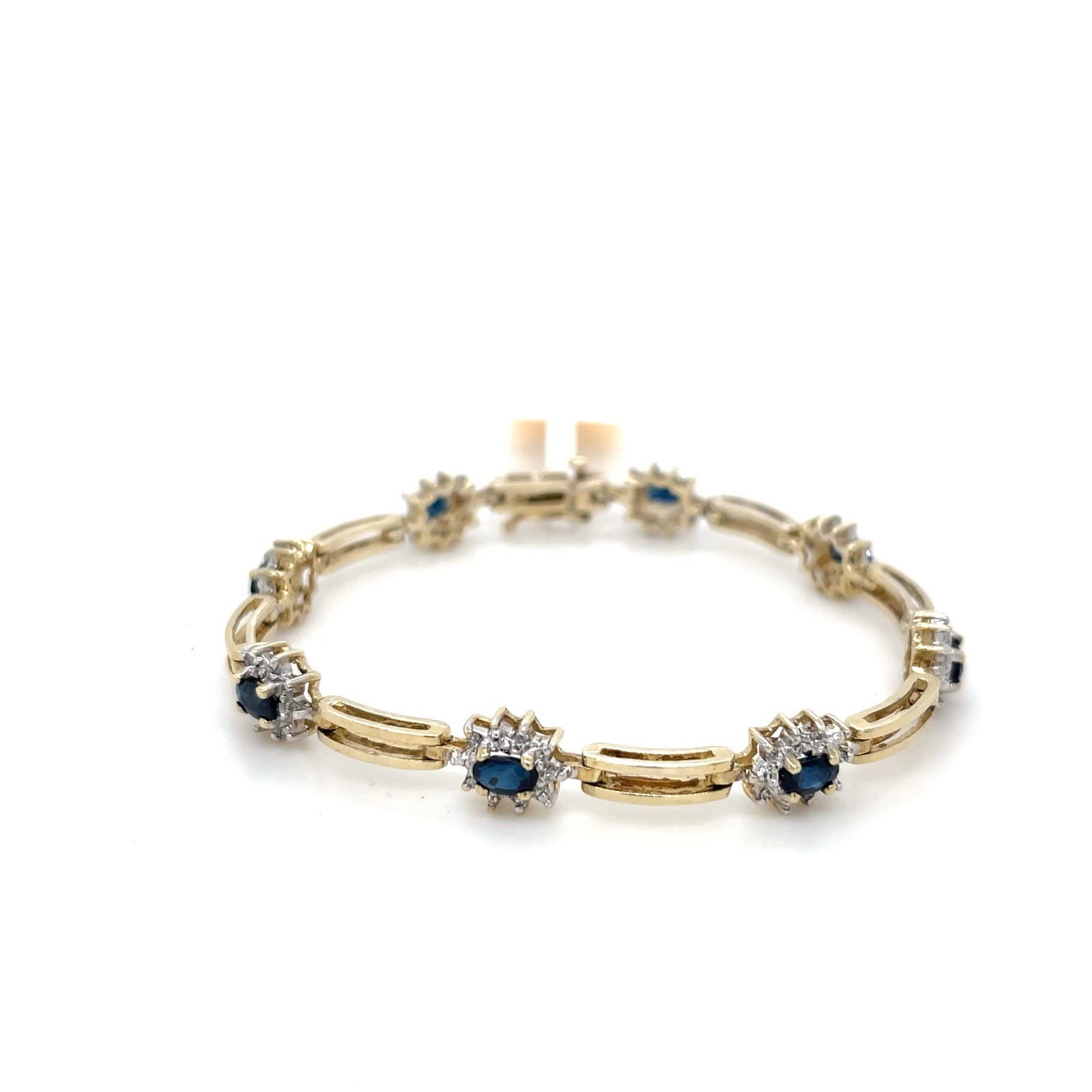 Sapphire diamond bar chain bracelet