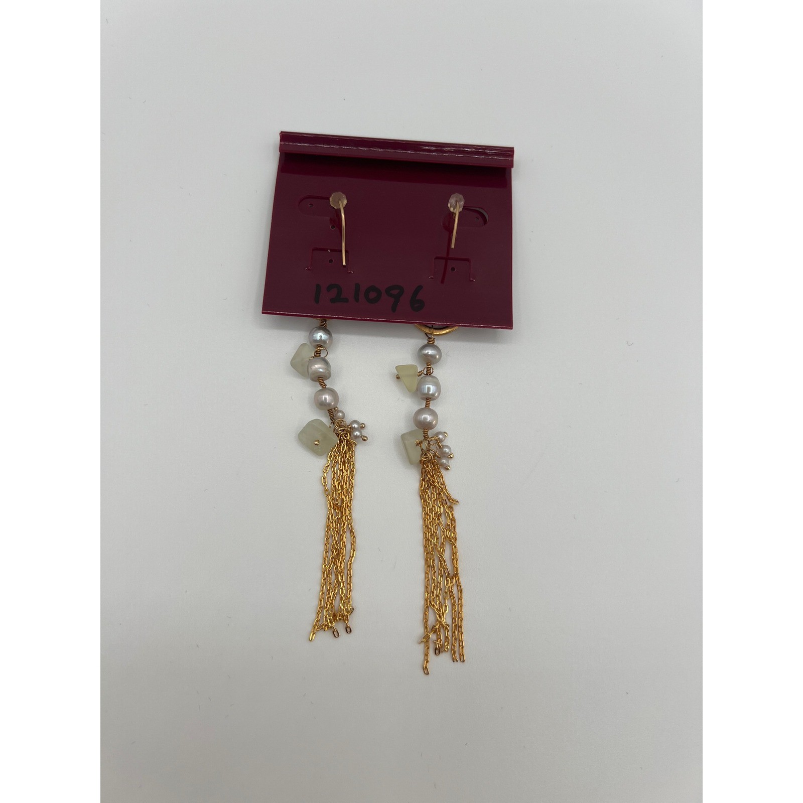 Lydell NYC Gold Tone Pearl Stone Tassel Drop Earrings 121096 Boho Statement