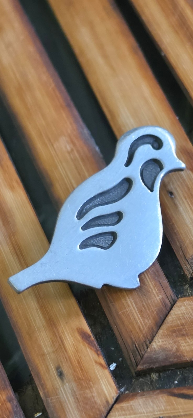 Vnyg Rune Tennesmed Sweden Pewter Bird Brooch Modernist Mid Century Pin Signed