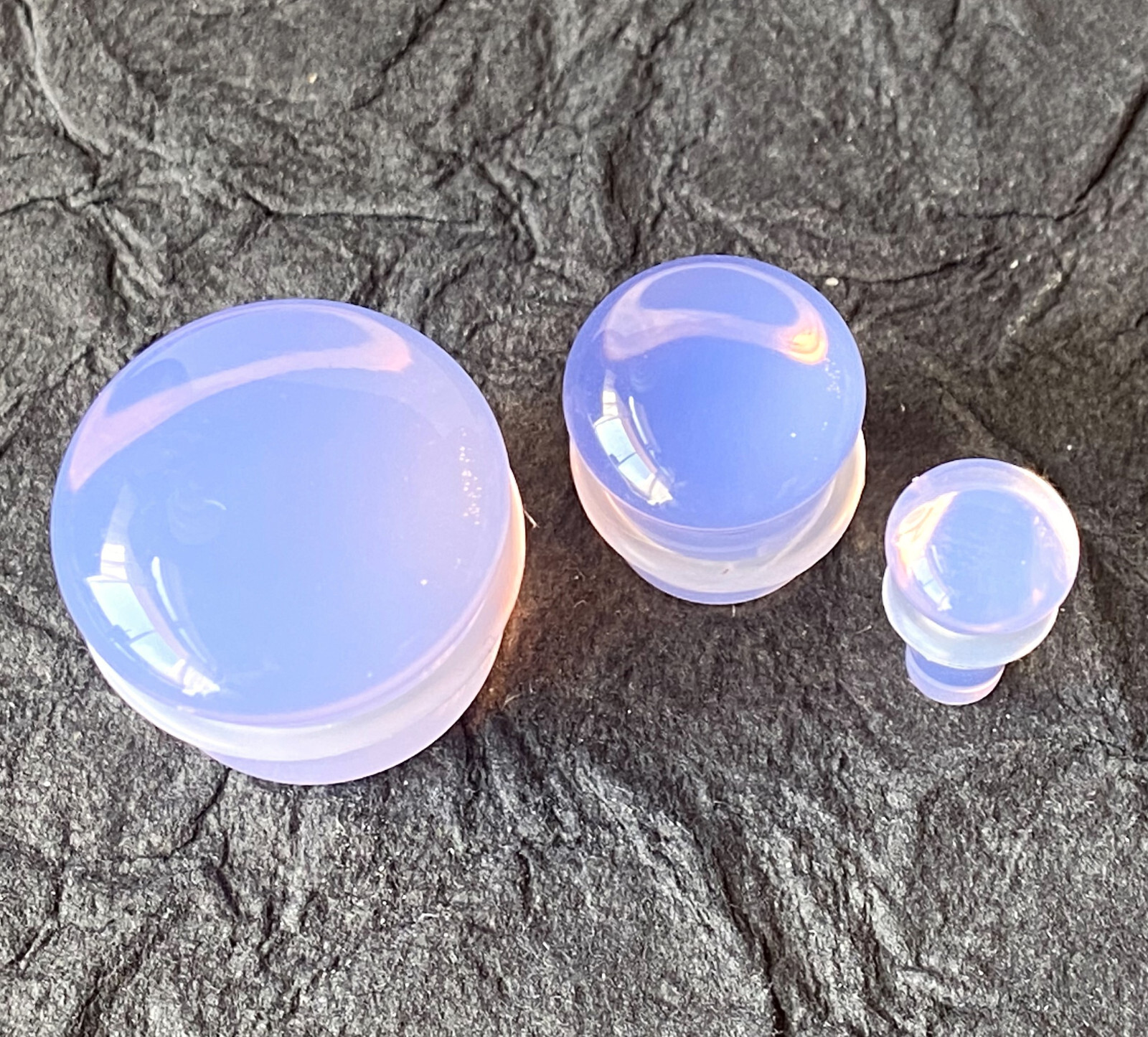 PAIR Lavender Opalite Single Flare Plugs Stone Glass Earlets Gauges Body Jewelry