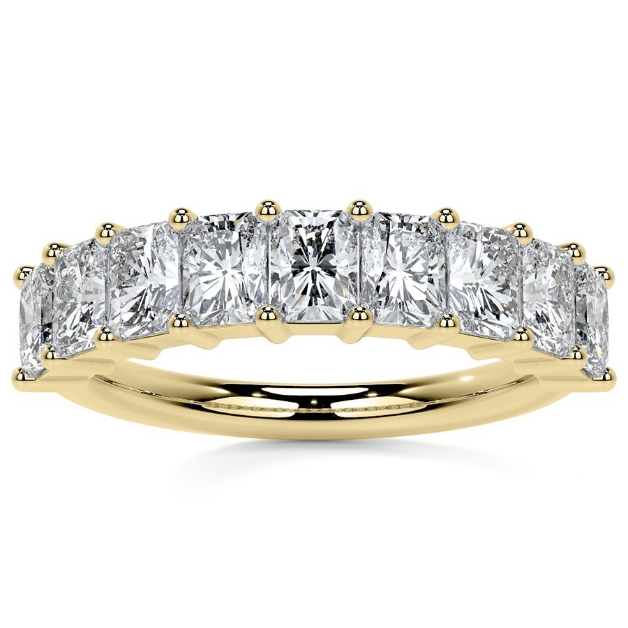 9-Stone 4x3mm Radiant Moissanite Anniversary Wedding Band 14k Gold DEF-VS
