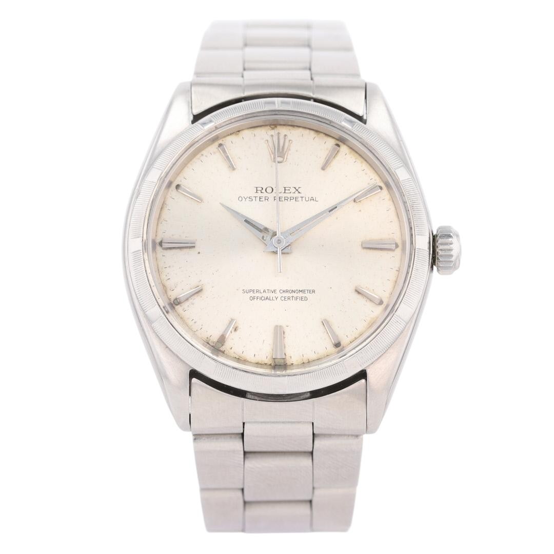 Rolex Oyster Perpetual Silver Dial Automatic Stainless Steel Men’s Wristwatch