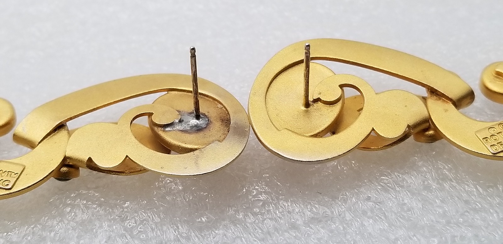 Vintage Gale Rothstein Semi-Precious Stones Gold Plated Dangle Pieced Earrings