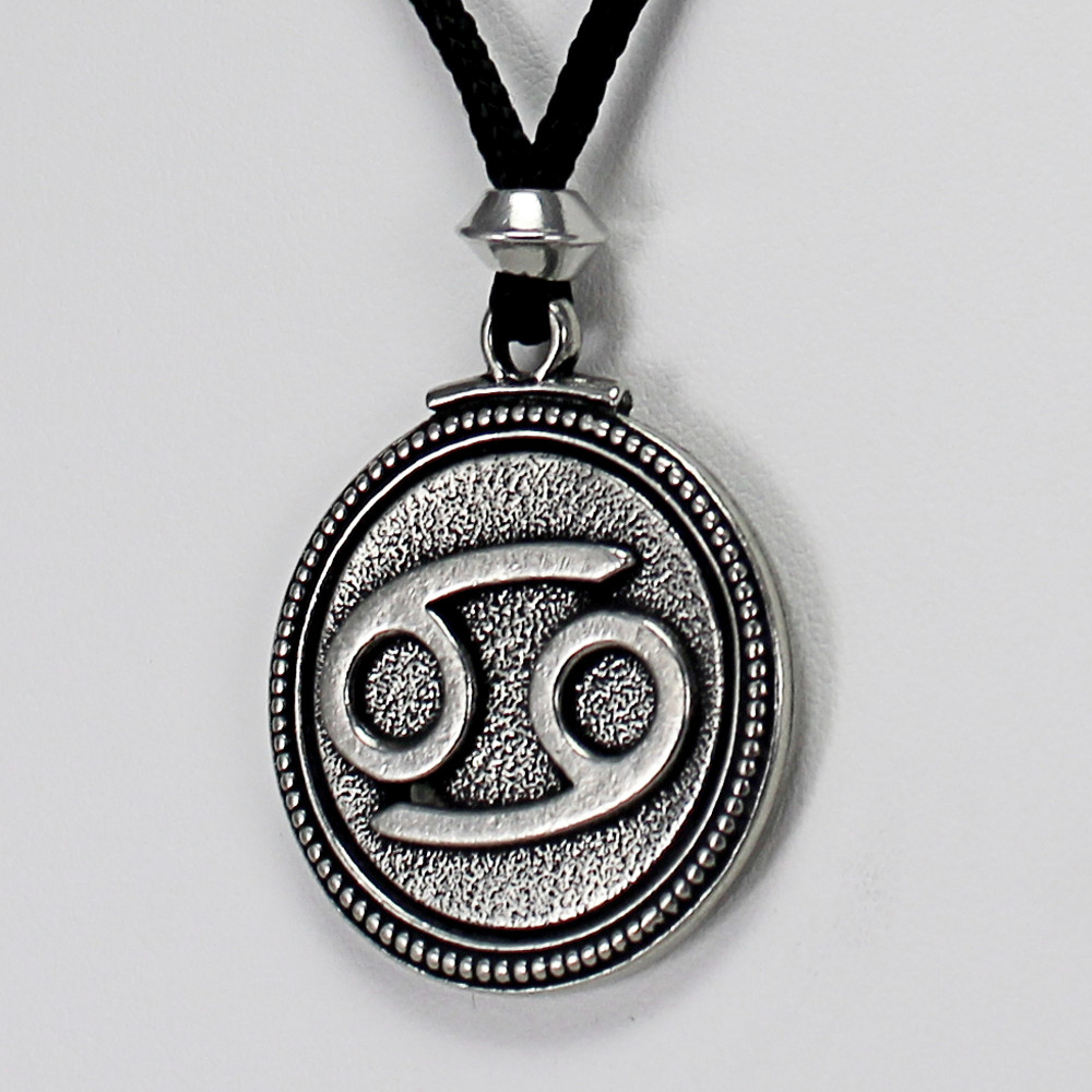 Cancer Zodiac Pendant Astrology Necklace Horoscope Pewter Jewelry Talisman
