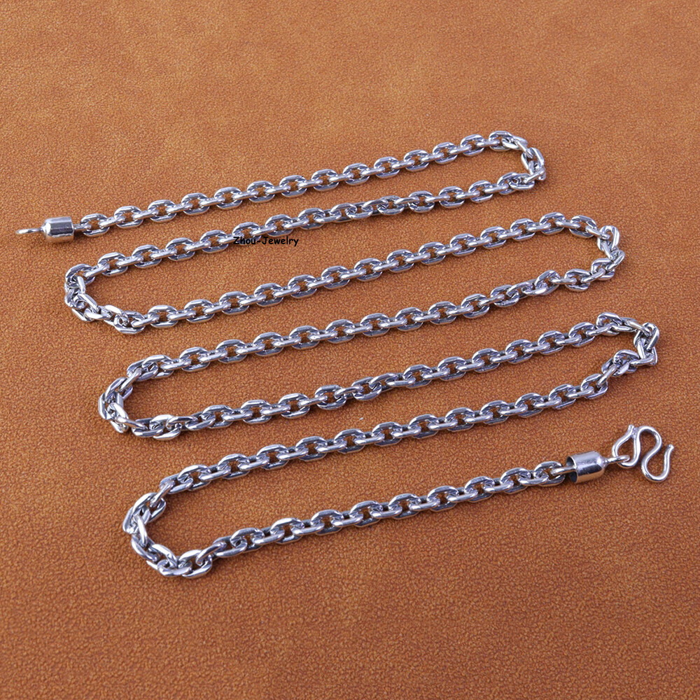 Solid 925 Sterling Silver Women Men 4mm Square O Link Chain 26-27g 27.5inch