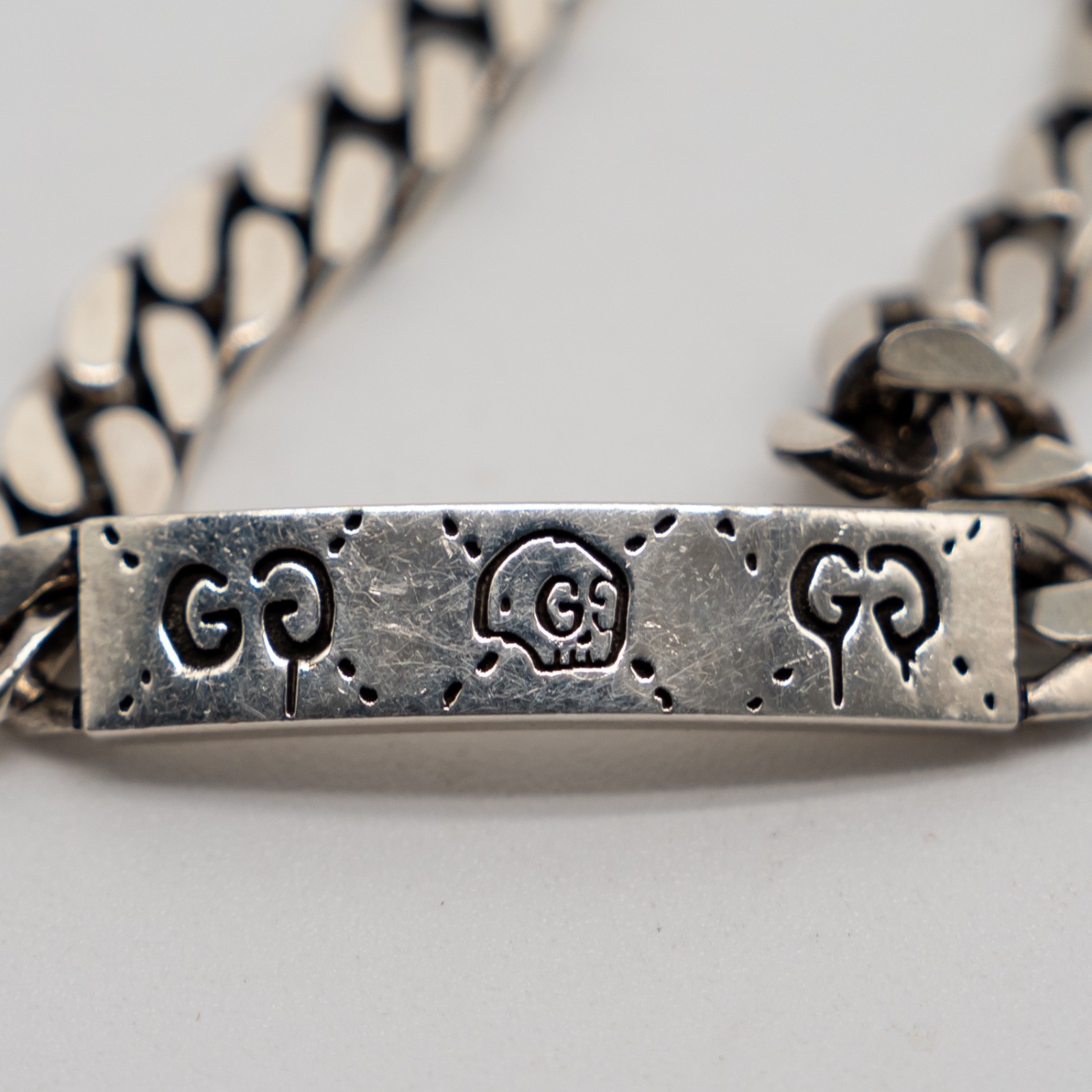 size 16 Gucci Sterling Skull Ghost 925 Silver Bracelet Link