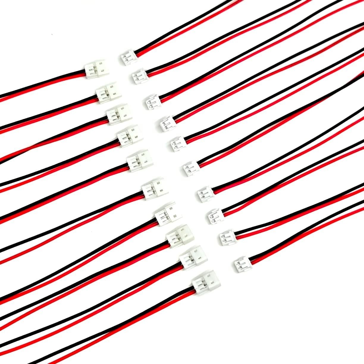 10Pairs 24AWG JST Zh1.5Mm 2PIN Micro Male and Female Connector Plug with 150Mm W