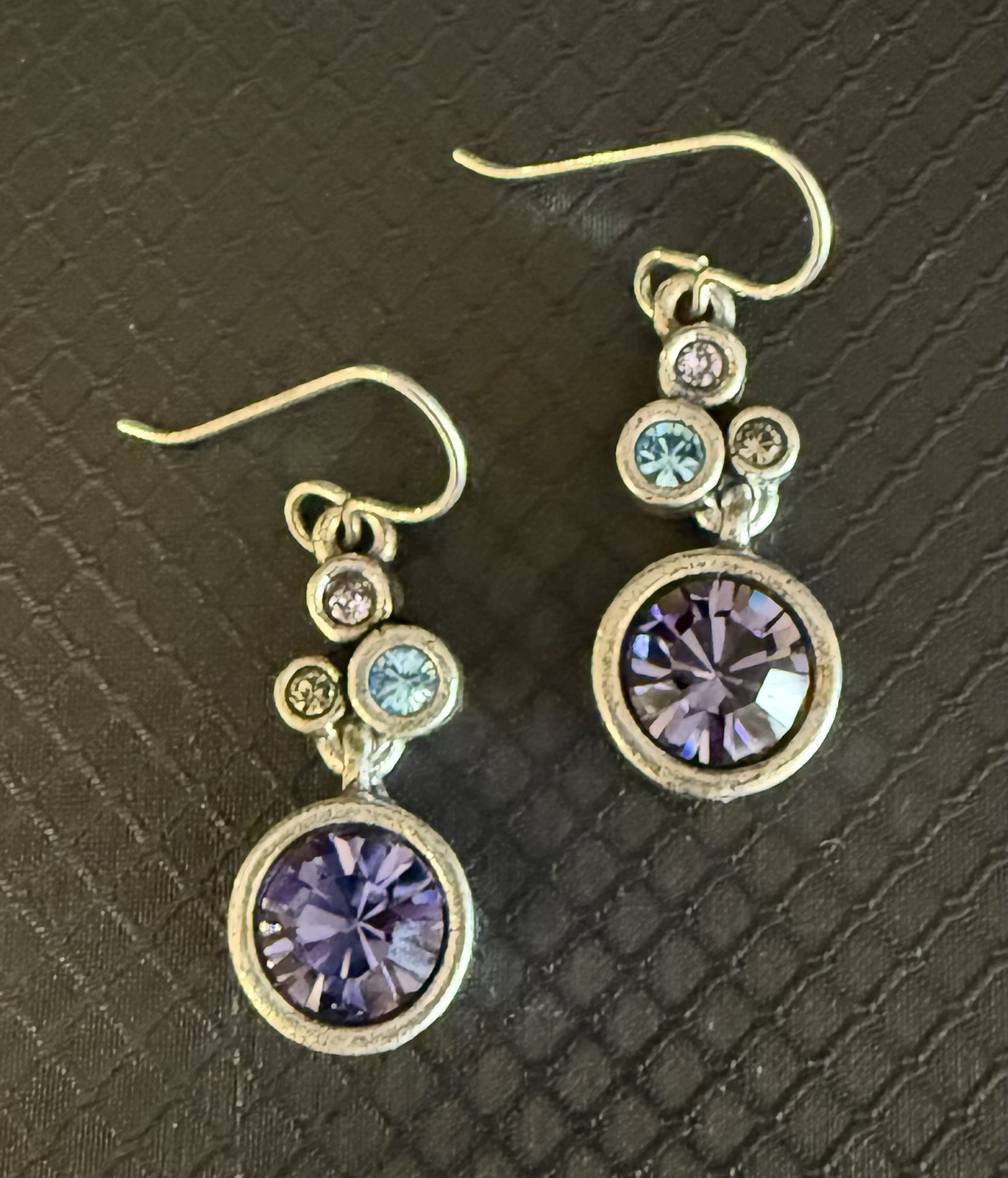 NEW Patricia Locke SILVER / SILK LENA Crystal EARRINGS Handcrafted USA NWT ’13