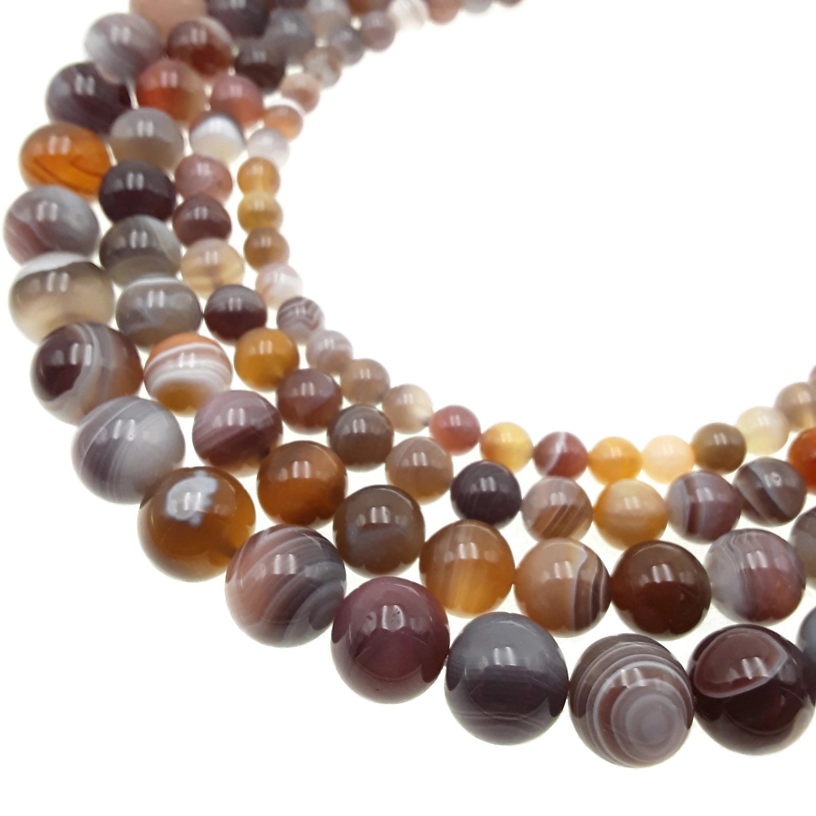 Natural Botswana Agate Smooth Round Beads 4mm 6mm 8mm 10mm 12mm 15.5″ Strand