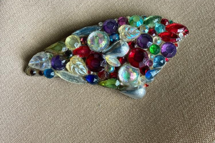 Vintage Bill Schiffer 1989 Signed Resin Rhinestone Brooch NYC Art Jewelry