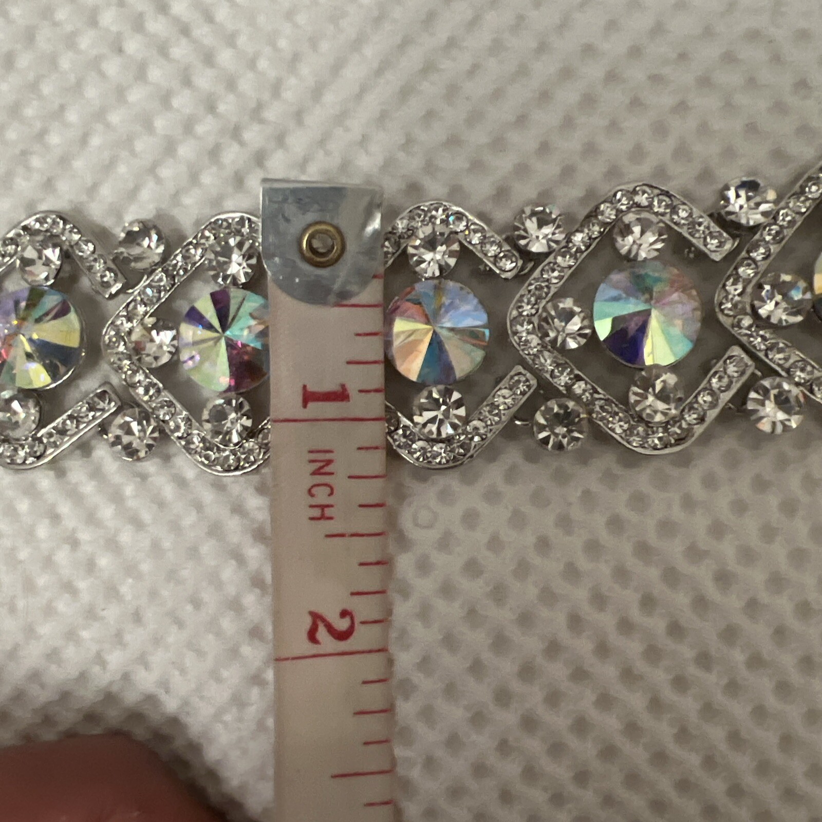 Beautiful Faux Diamanté Silver Multi Bracelet With Hook Fasten