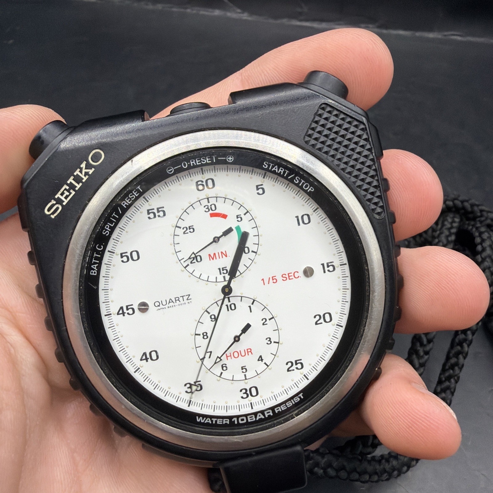 Vintage Seiko 8A23-0010 Referee Analog Quartz Stopwatch 1/5 Sec Timer JDM VGC