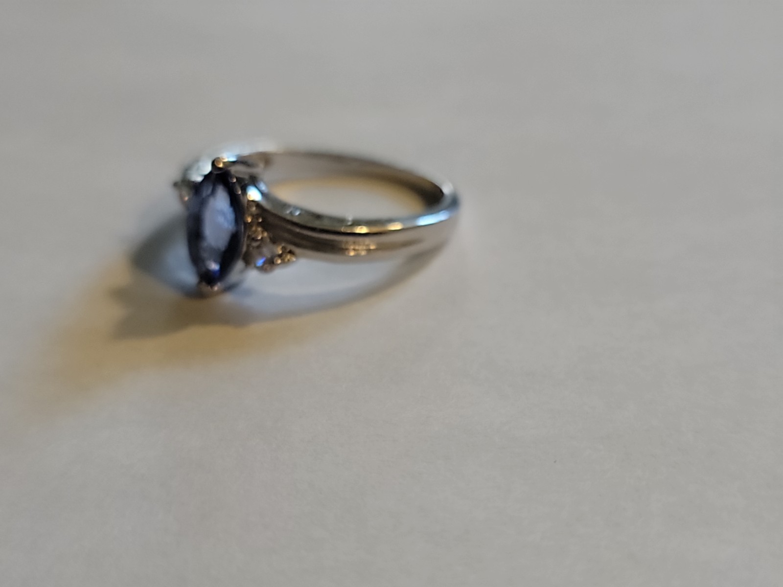 Marquis Tanzanite Engagement Ring Diamonds 2.38 Grams Sterling 925 Silver Size 8