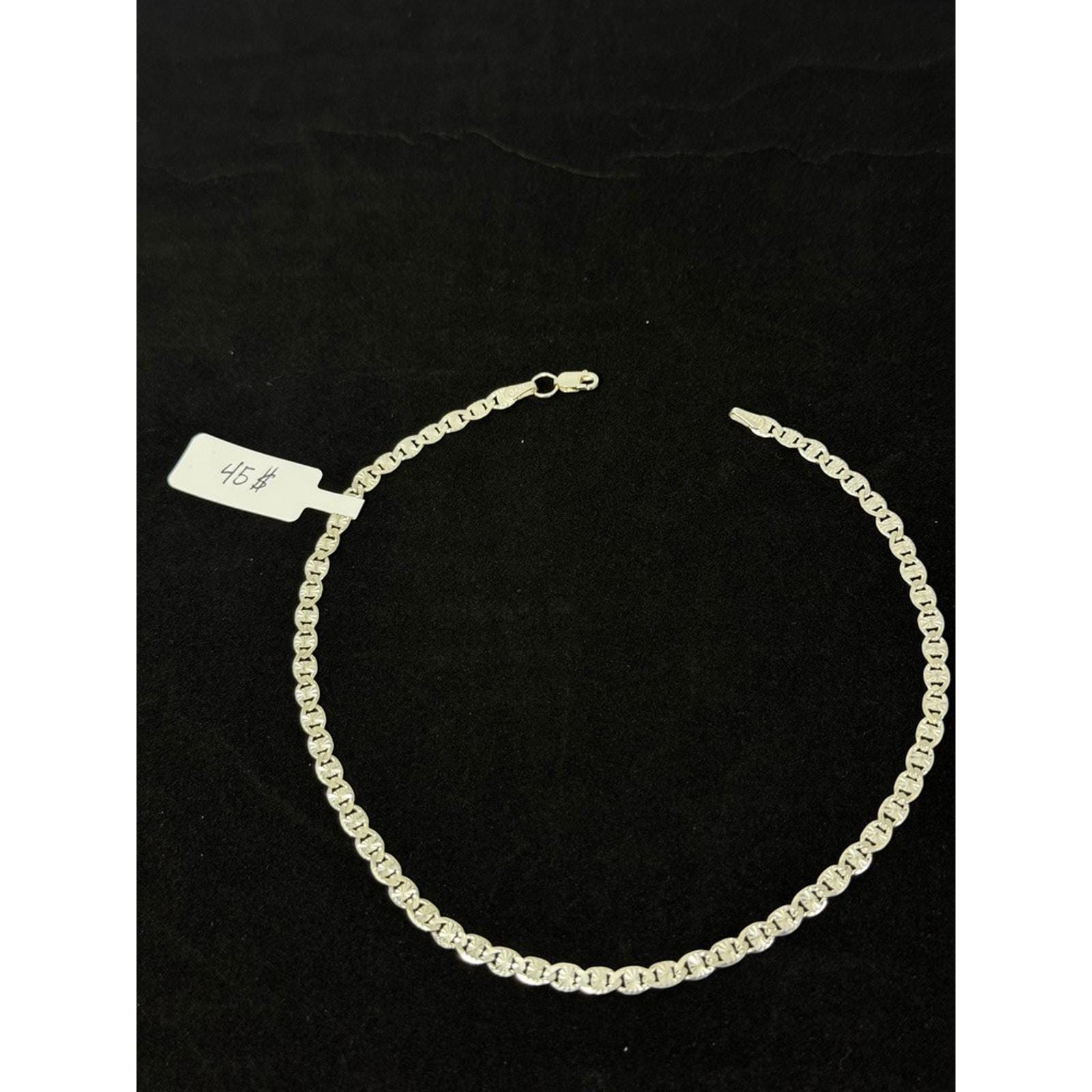 Sterling Silver Mariner Link Chain Necklace 19 Inch 4.2mm Diamond Cut 4.7g