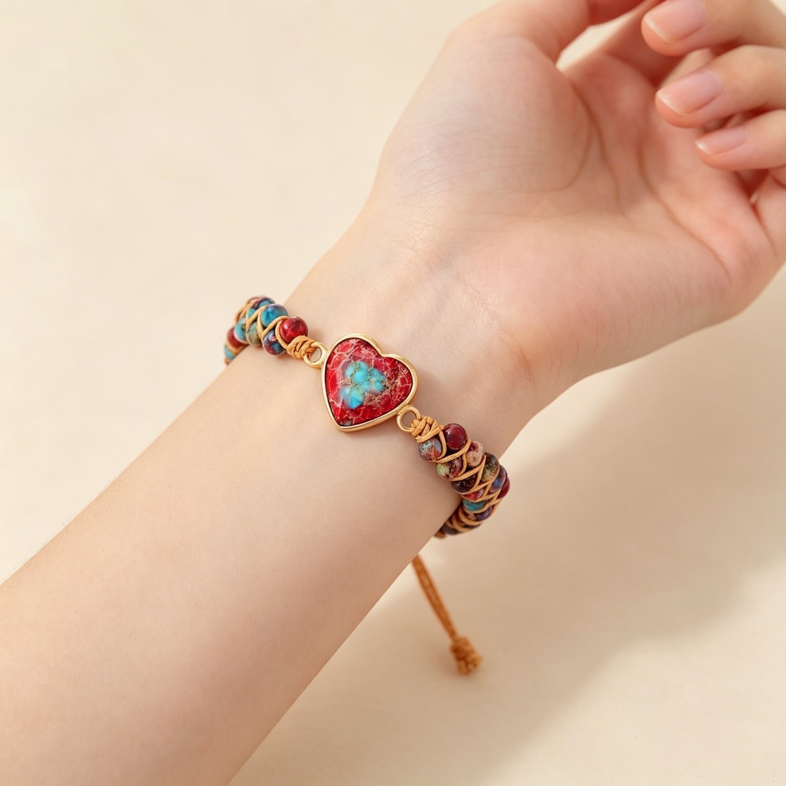 Women Heart Charm Bracelet Woven Handmade Boho Adjustable Friendship Gift Jewel