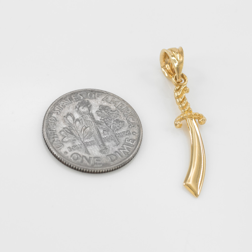 Fine Gold Scimitar Sword Pendant Necklace (Available in Yellow/Rose/White Gold)