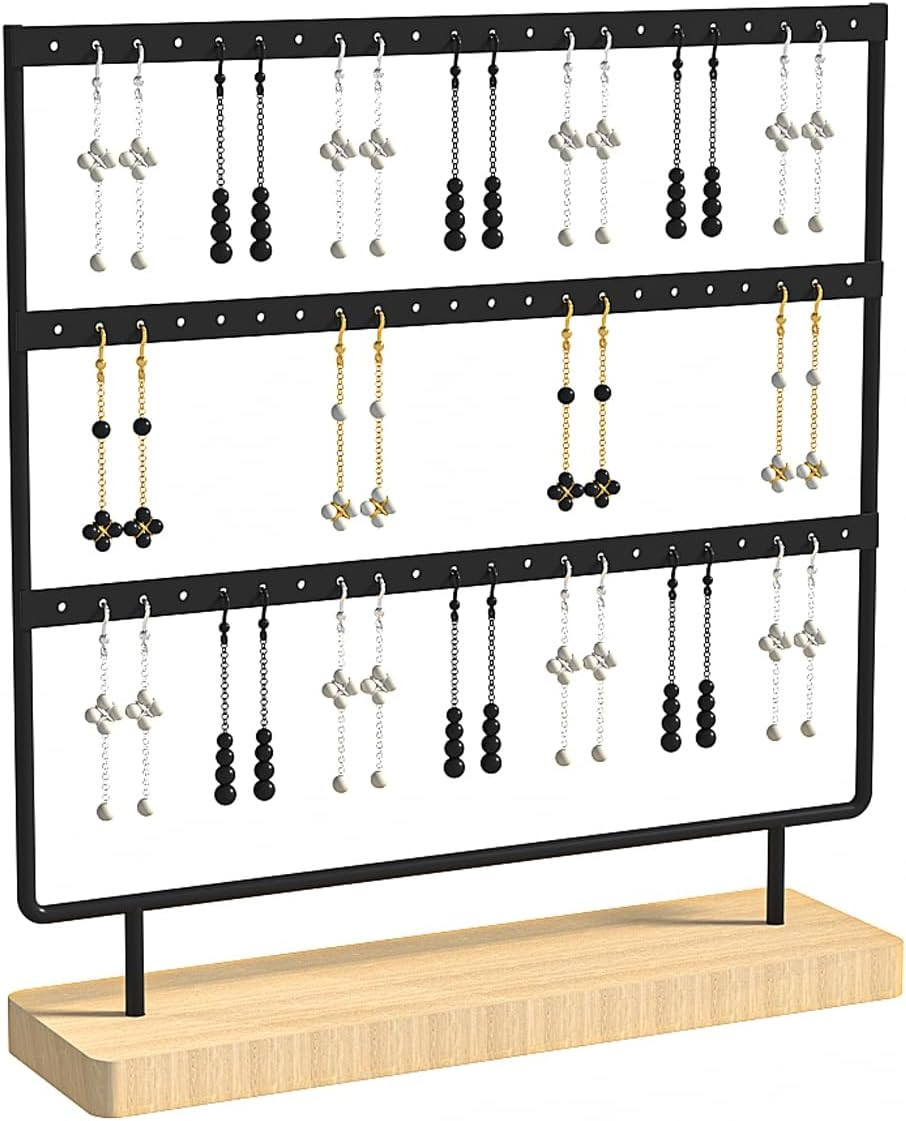 Earring Holder Stand 3-Tier Hanging Jewelry Organizer Display Rack Storage