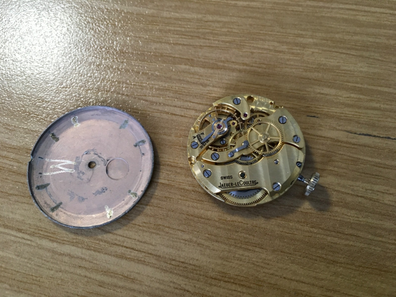 vintage Jaeger Lecoultre 450/4C mecanical movement & dial WORKING