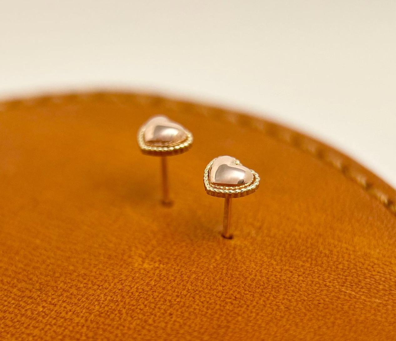 9K Solid Gold Stud Heart Stud Anniversary Earrings Promise Gift Earrings For Her
