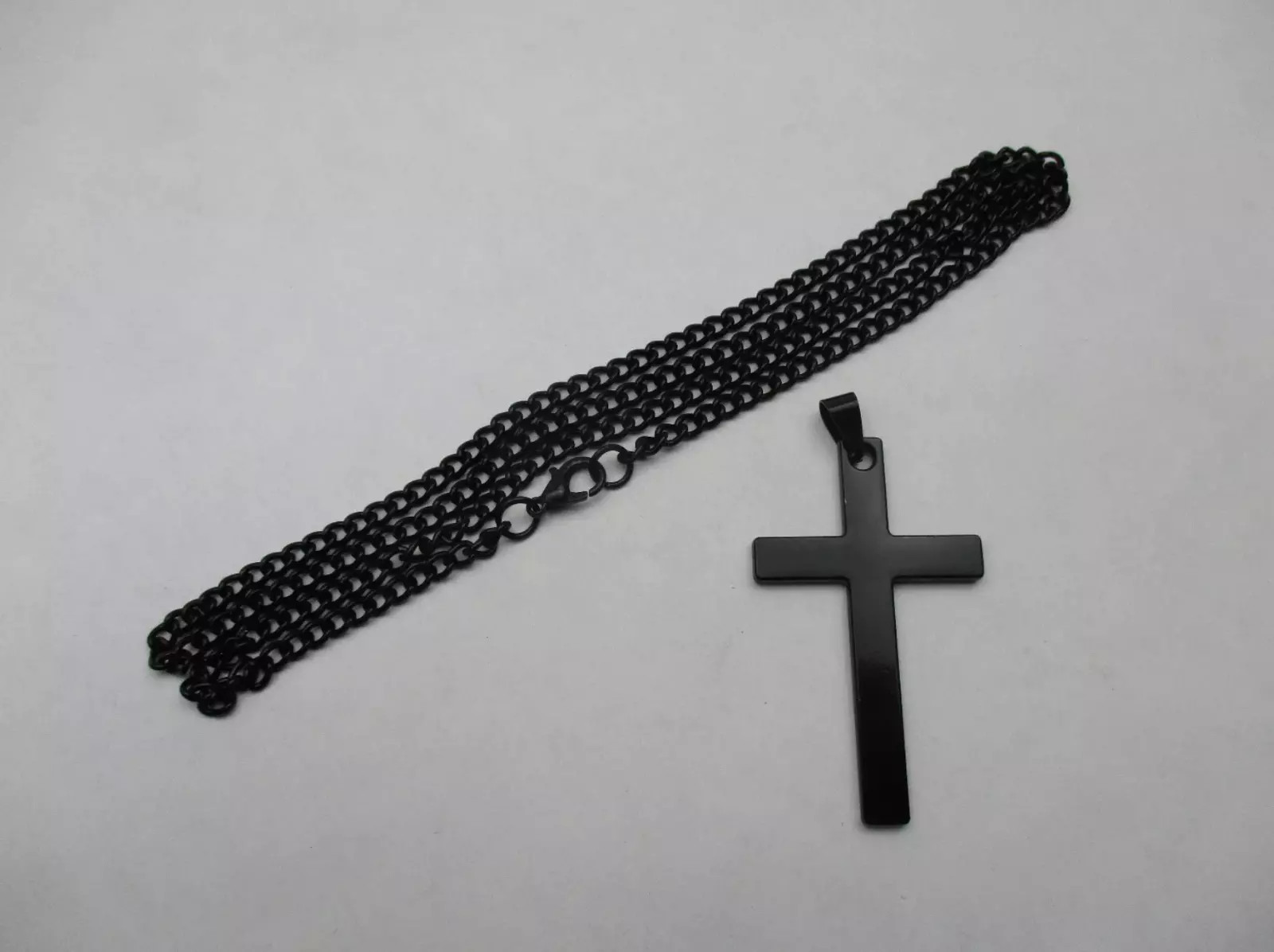 Cross Pendant Necklace Stainless Steel Silver Gold Men Women Cuban Chain