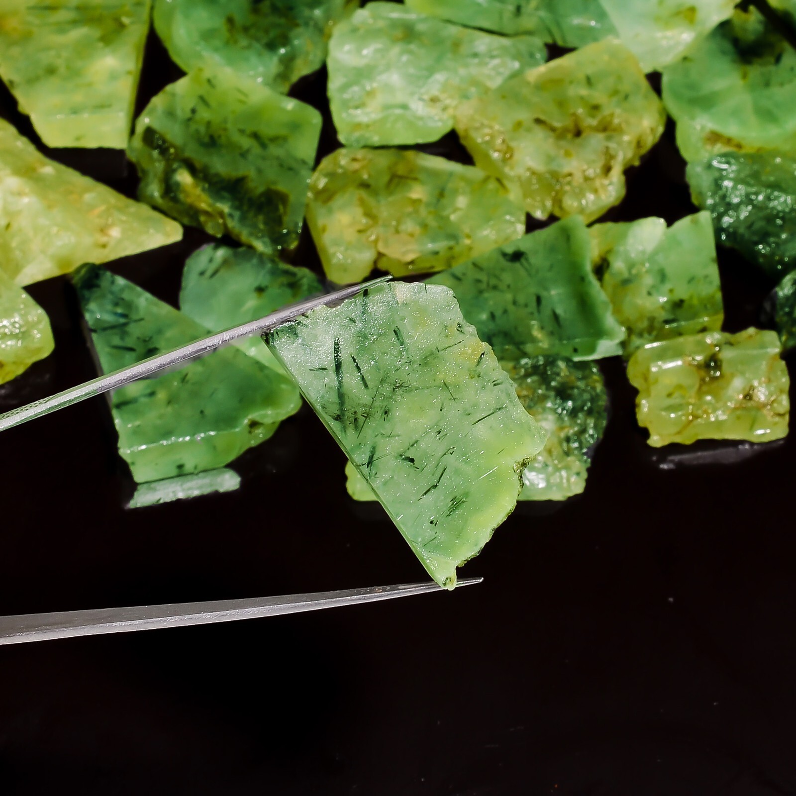 Natural Prehnite Slice Rough Gemstone Raw Prehnite Crystal Stone Small Slab