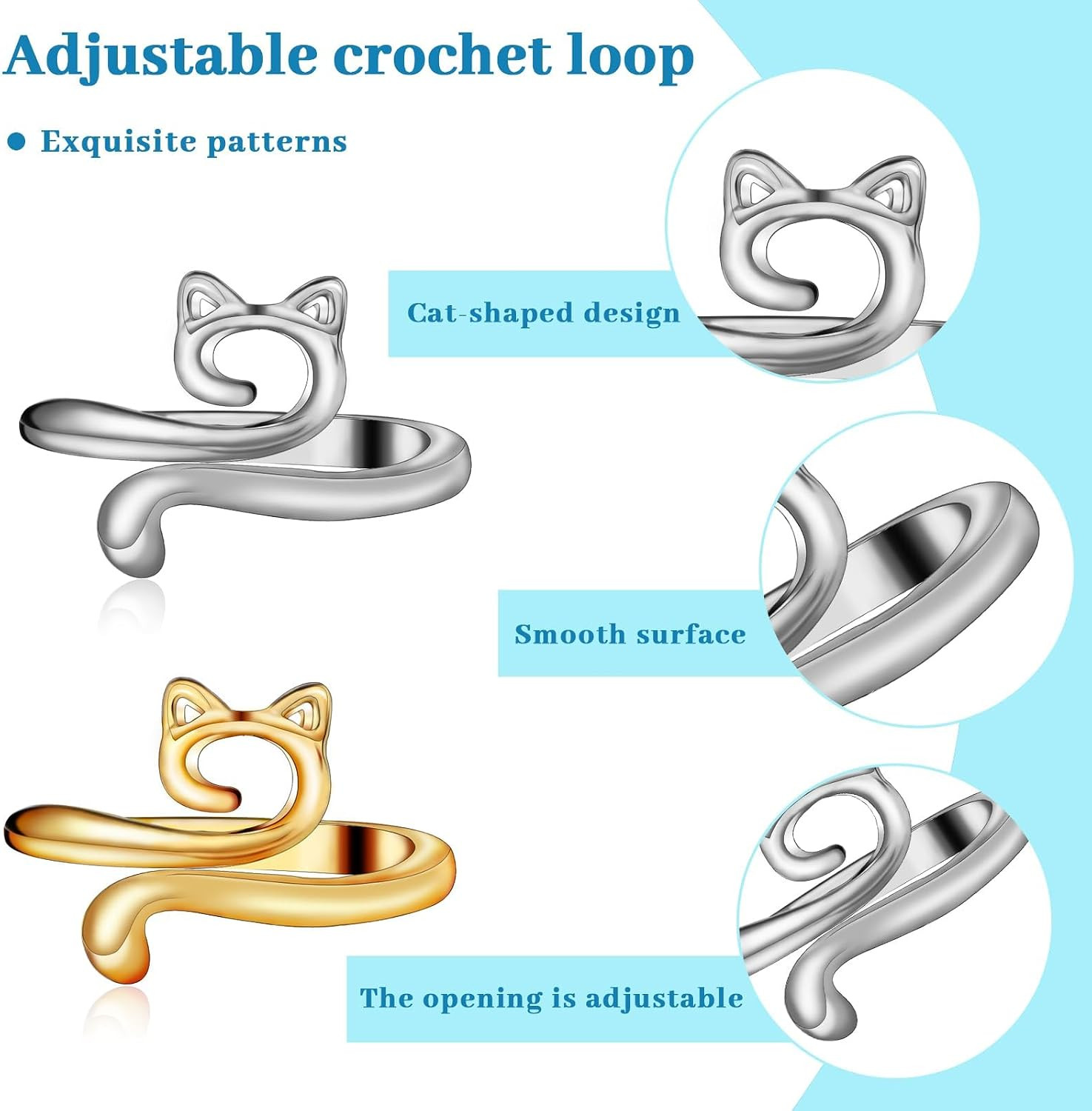 5 Pcs Crochet Ring, Adjustable Crochet Tension Rings, Yarn Ring for Finger | FOU