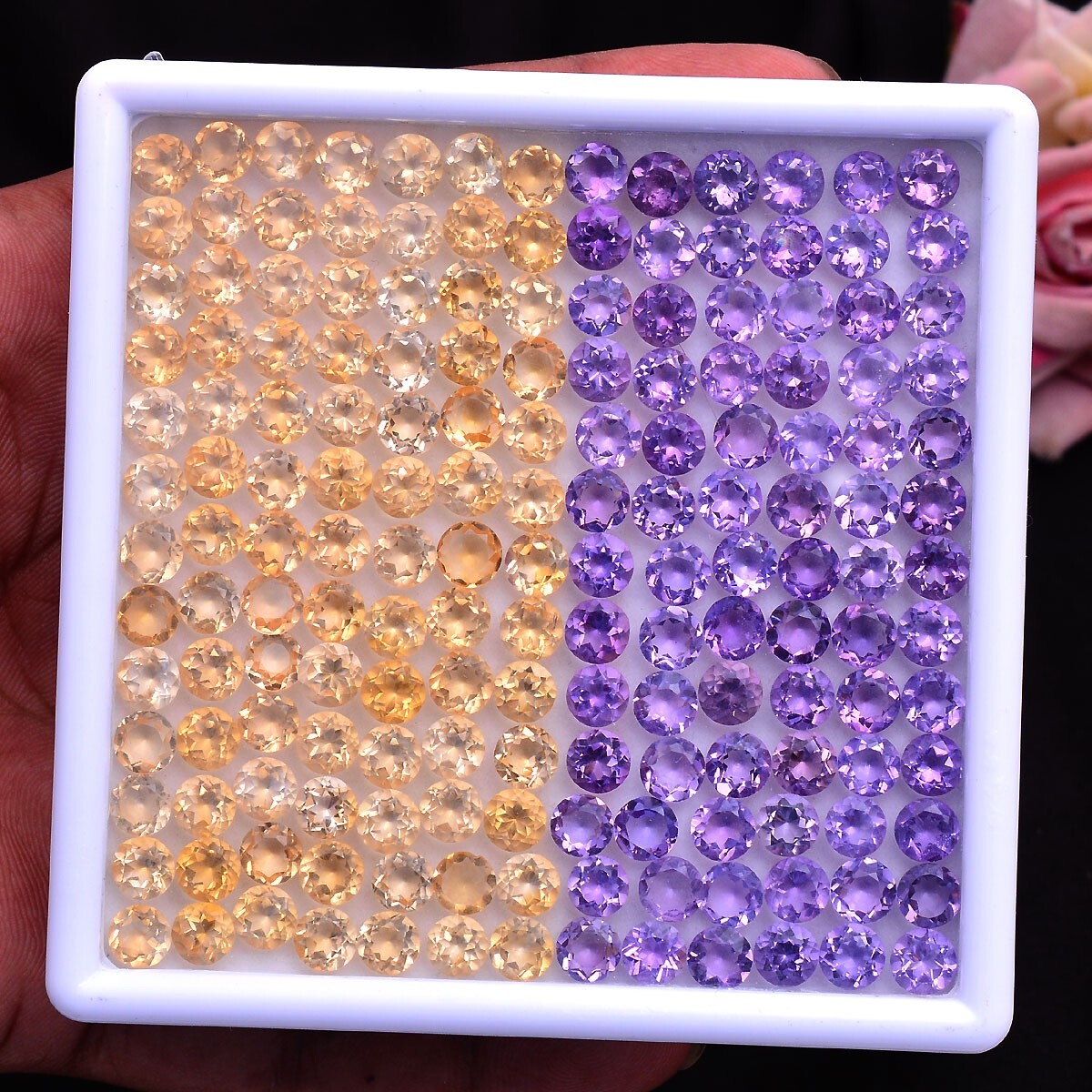 VVS 10 Pcs Natural Citrine & Amethyst 6mm Round Cut Untreated Loose Gemstones