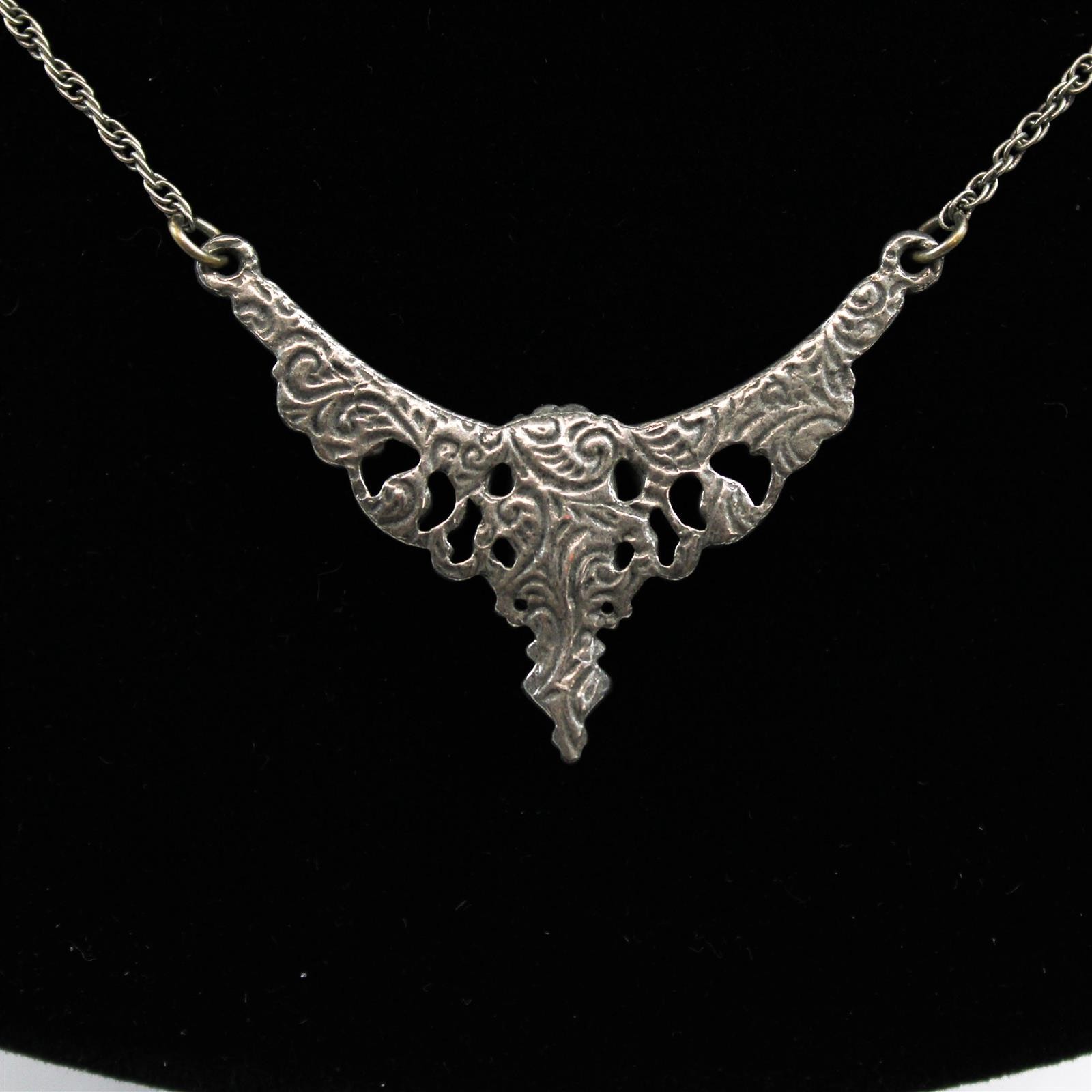 Vintage Silver-Tone Fashion Necklace with Stones, 1928 Brand