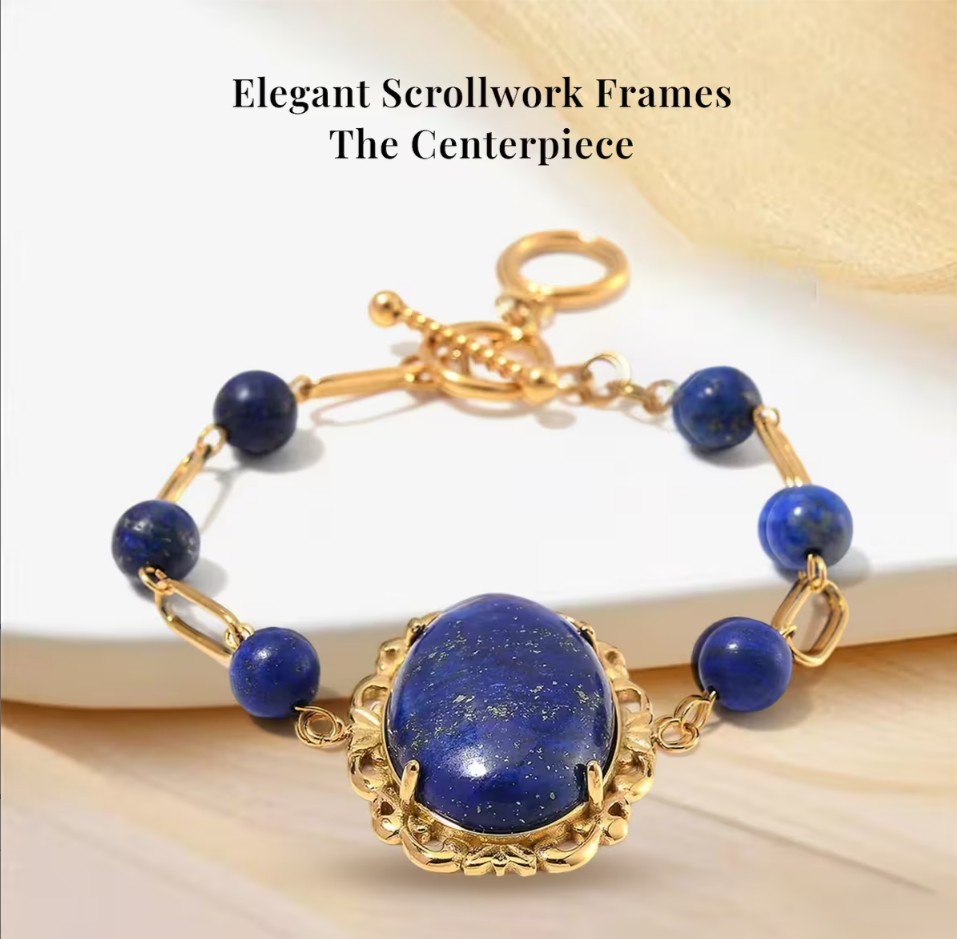 Lapis Lazuli 13.00 ctw Bracelet in ION Plated YG Stainless Steel (7.50-9.0In)