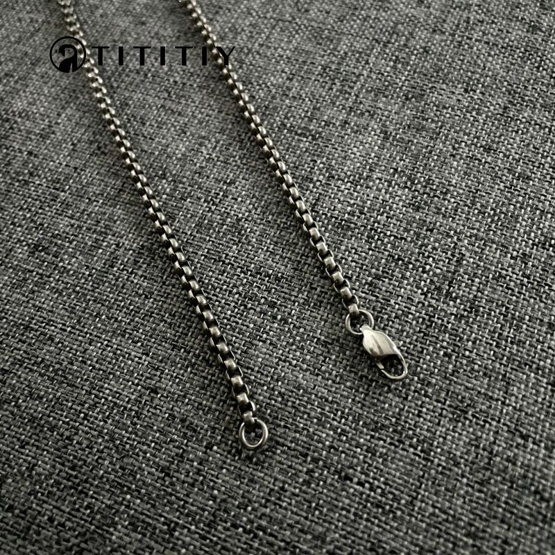 Pure Titanium Necklace with A Width 3mm Square Box Chain Anti Allergic Classics