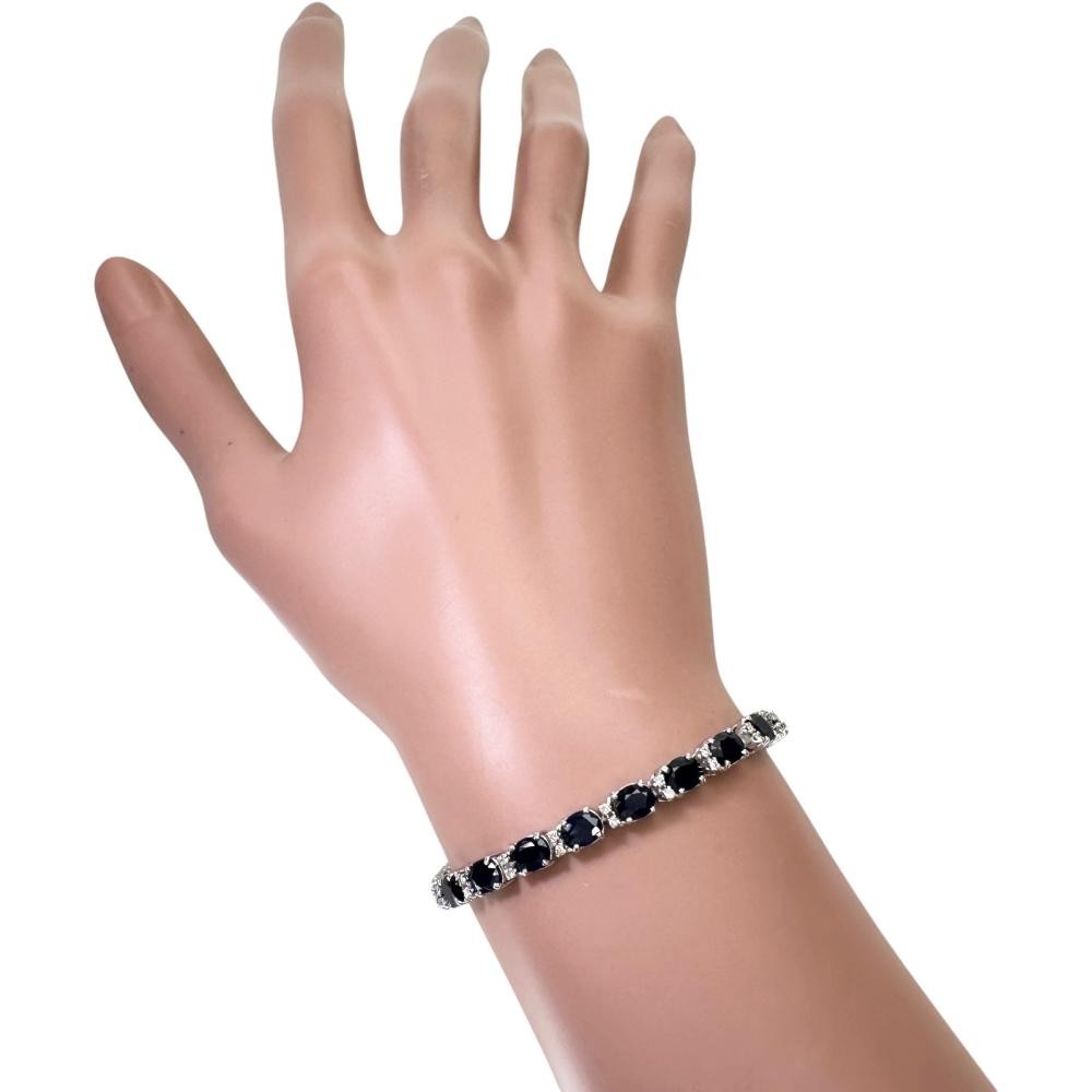 sapphire 10.00ct diamond 0.40ct bracelet K18WG white gold 11.0g 6.9″ Women