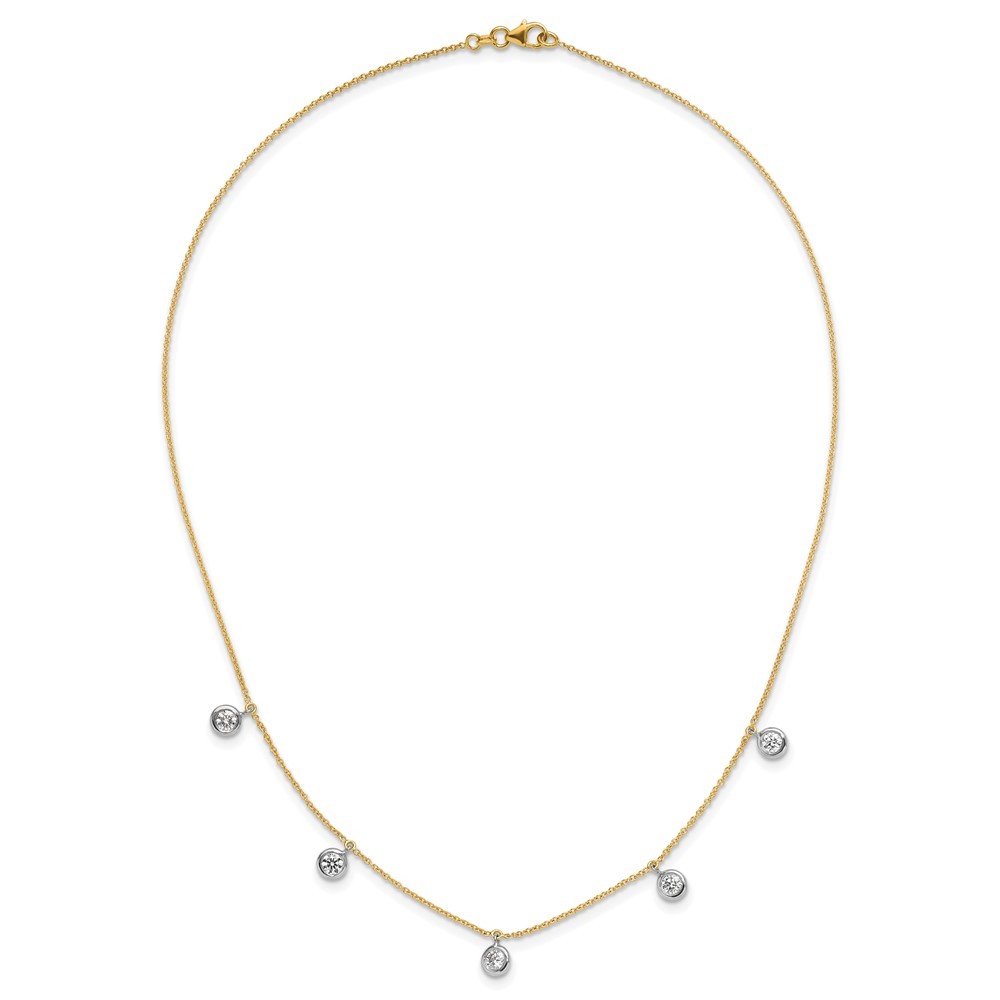 18K Two-tone Gold Diamond Stations Necklace 18″ for Women 3.97gram