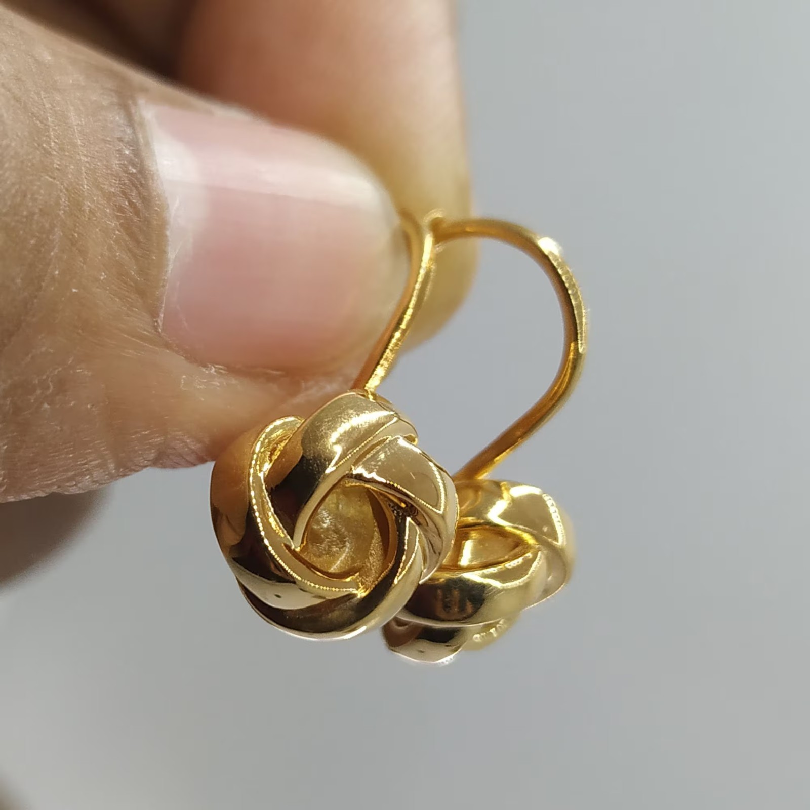 14K Yellow Gold Plated Italian Knot Drop Dangle Twisted Lever-back Earrings